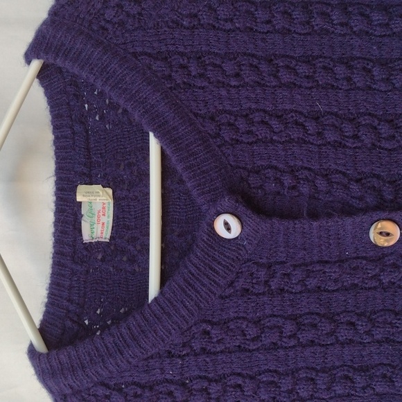 Vintage Navy Crocheted Acrylic Cape Sweater - Picture 4 of 8